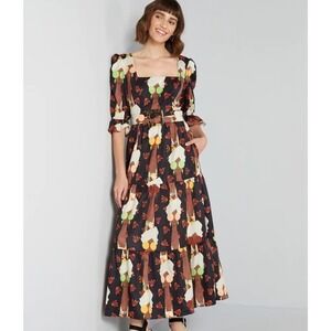 ModCloth Hutch Women's Let's Go Boho Square Neck Belted Maxi Dress Size 4 NWT
